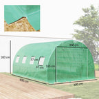 Outsunny PE Greenhouse Cover with 8 Windows, Roll-Up Door and Buried Edges, 4x3x2 m, Green