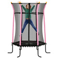 Children's Trampoline with Hinged Entry and Padded Poles, in Steel, PP and EPE, Ø163.5x190 cm, Pink
