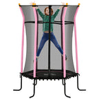 Children's Trampoline with Hinged Entry and Padded Poles, in Steel, PP and EPE, Ø163.5x190 cm, Pink