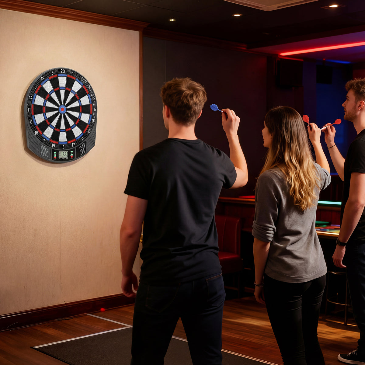SPORTNOW Electronic Dartboard, Soft Tip Dartboard with 6 Darts and LCD Display, for 8 Players, 18 Games and 159 Variations