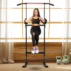 Power Tower Pull-Up Bar Multifunctional Fitness Station Adjustable 189-239cm Steel Black Red