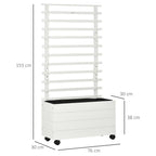 Vertical Planter with 4 Wheels and Wooden Trellis for Climbing Plants, 76x30x155cm, White