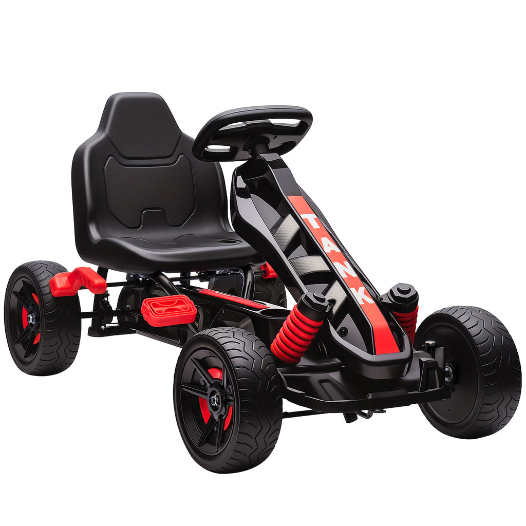 AIYAPLAY Pedal Go Kart for Kids Ages 3-6, 50kg Load Capacity, with Cup Holder and Non-Slip EVA Wheels, Red