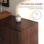 Modern Sideboard in Wood and Chipboard with 2 Cabinets and 3 Drawers, 127x40x76 cm, Brown and Black