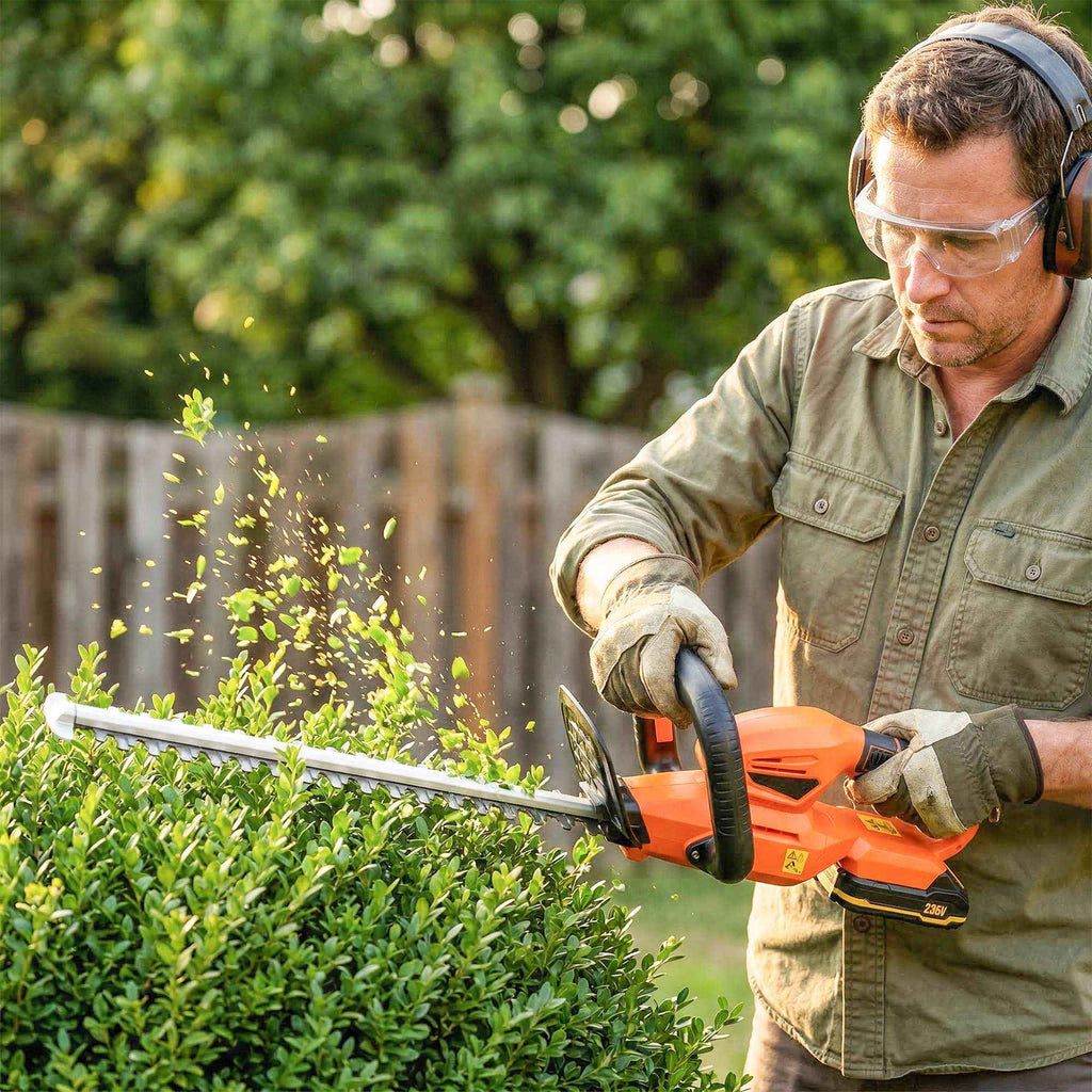 Outsunny 18V Cordless Hedge Trimmer with 2Ah Battery, Charger, 51cm Double Action Blade, Orange