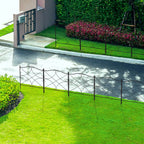 5-Panel Outdoor Metal Fence with Posts, 305x62 cm, Black