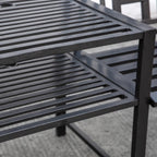 Modern 2-Seater Garden Bench with Table and Umbrella Hole Outdoor Furniture 165x56x85.5cm Black - Borge' Group Limited