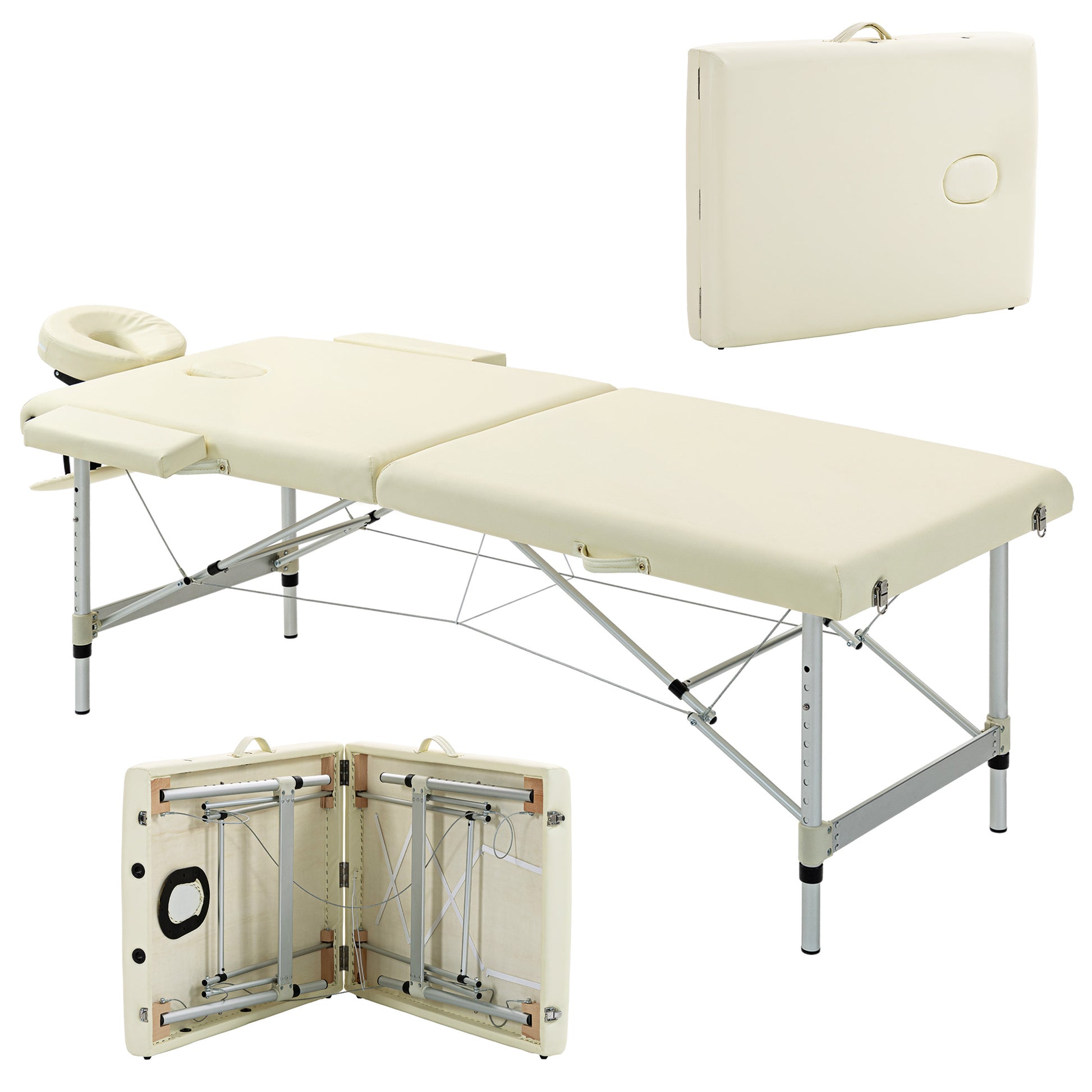 HOMCOM Professional Folding Massage Table, Adjustable Height and Transport Bag, White - Borgè