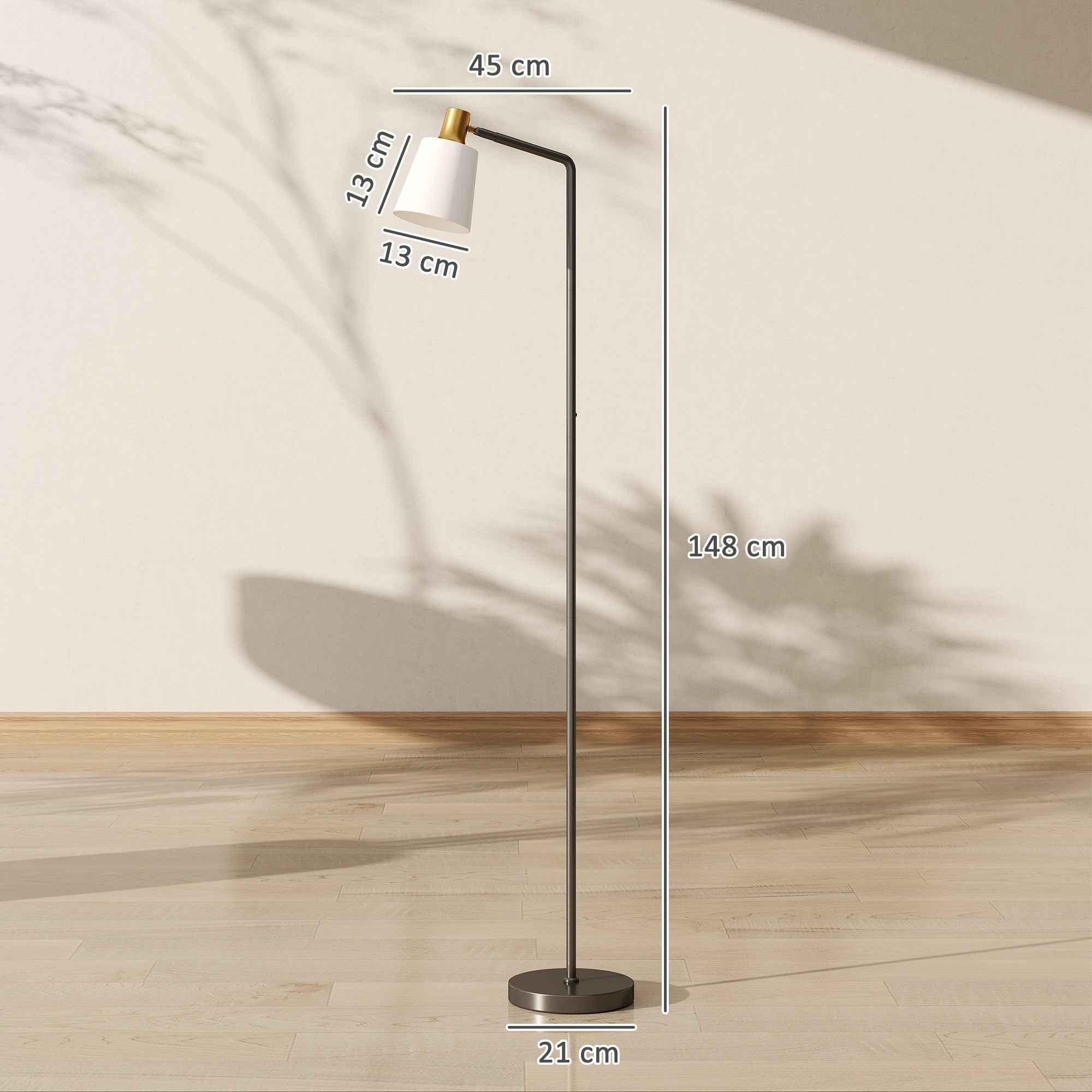 HOMCOM LED Floor Lamp with 350° Swivel Head, 3000K/4000K/6500K Color Temperature Adjustment, Black