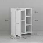 Bathroom Cabinet with 3 Open Shelves and One-Door Cabinet with Adjustable Shelf, 53x30x80cm, White
