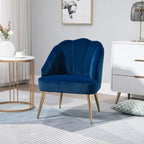 Art Deco Style Velvet Upholstered Chair with Shell Backrest for Bedroom and Living Room, 63x65x84cm