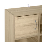 Wooden Bookcase, Multipurpose Cabinet with 3 Shelves, 4 Compartments and 2 Doors, 61.5x29.5x80cm