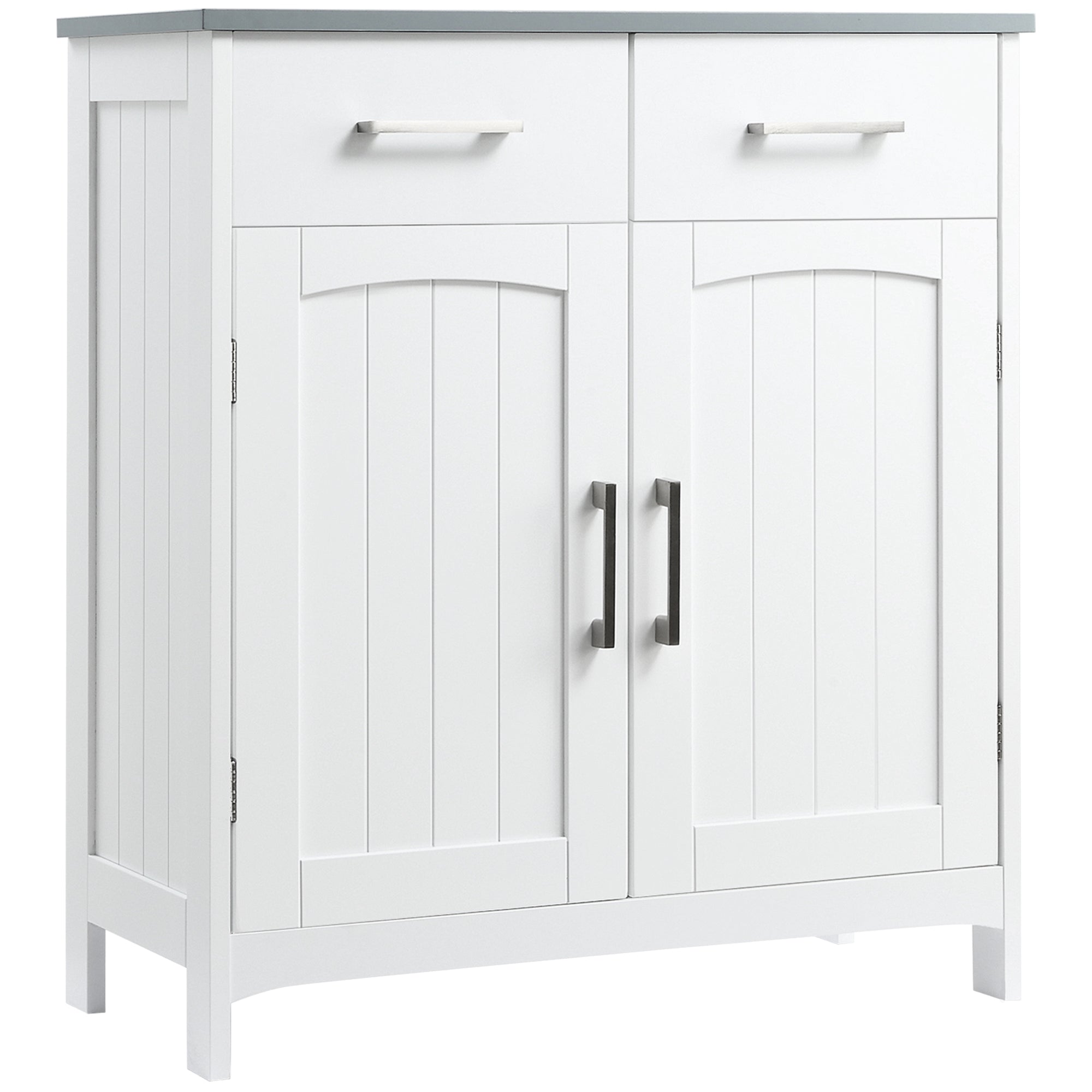 Kleankin Bathroom cabinet with 2 doors, 2 drawers and adjustable shelf, in MDF, 68x33x76cm - Borgè