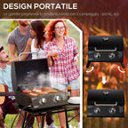 Outsunny Folding Gas Barbecue with Lid, Thermometer and 2 Steel Burners, 55x46.5x41 cm, Black