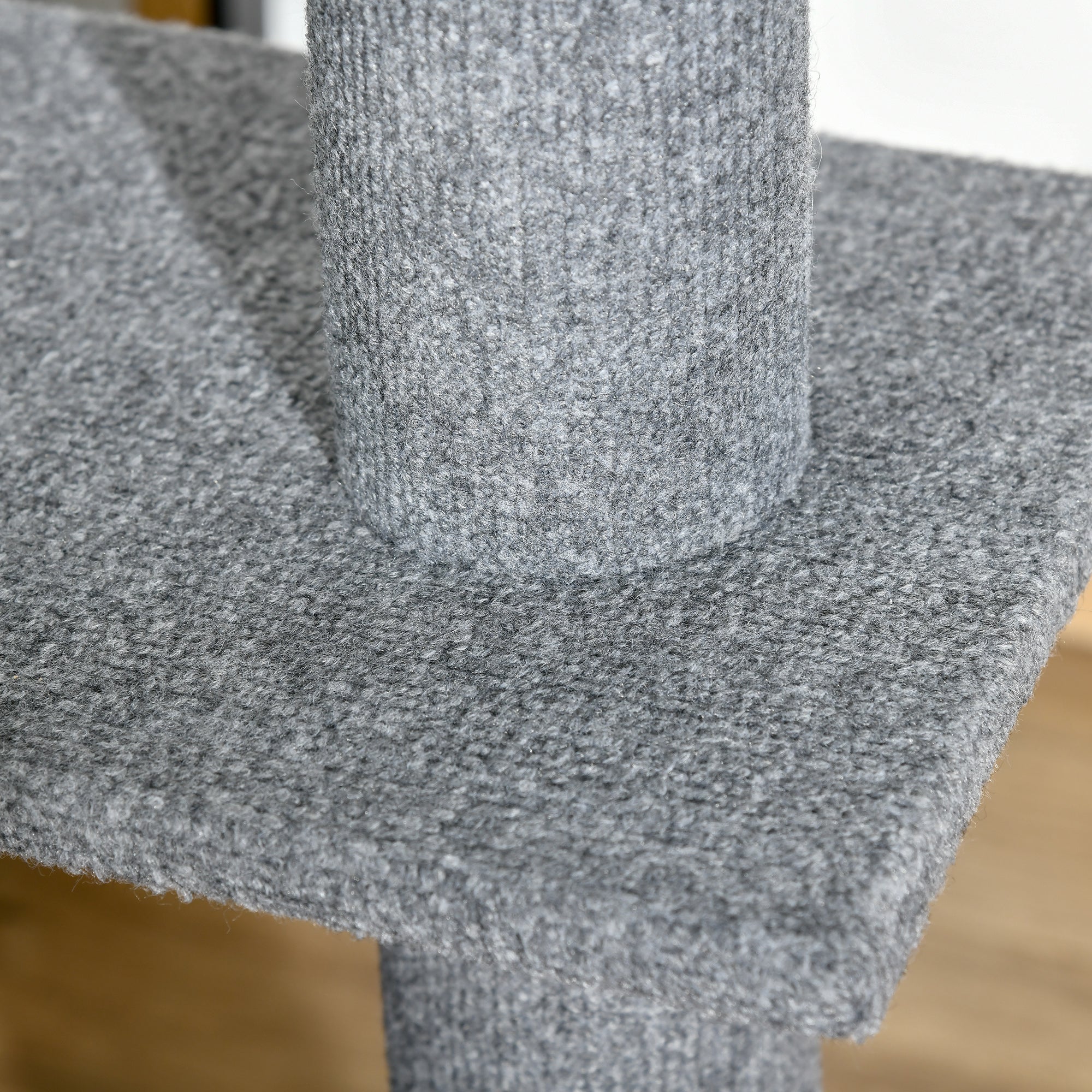 4-Tier Cat Scratching Tree with Adjustable Height, Grey, 43x27x228-260cm