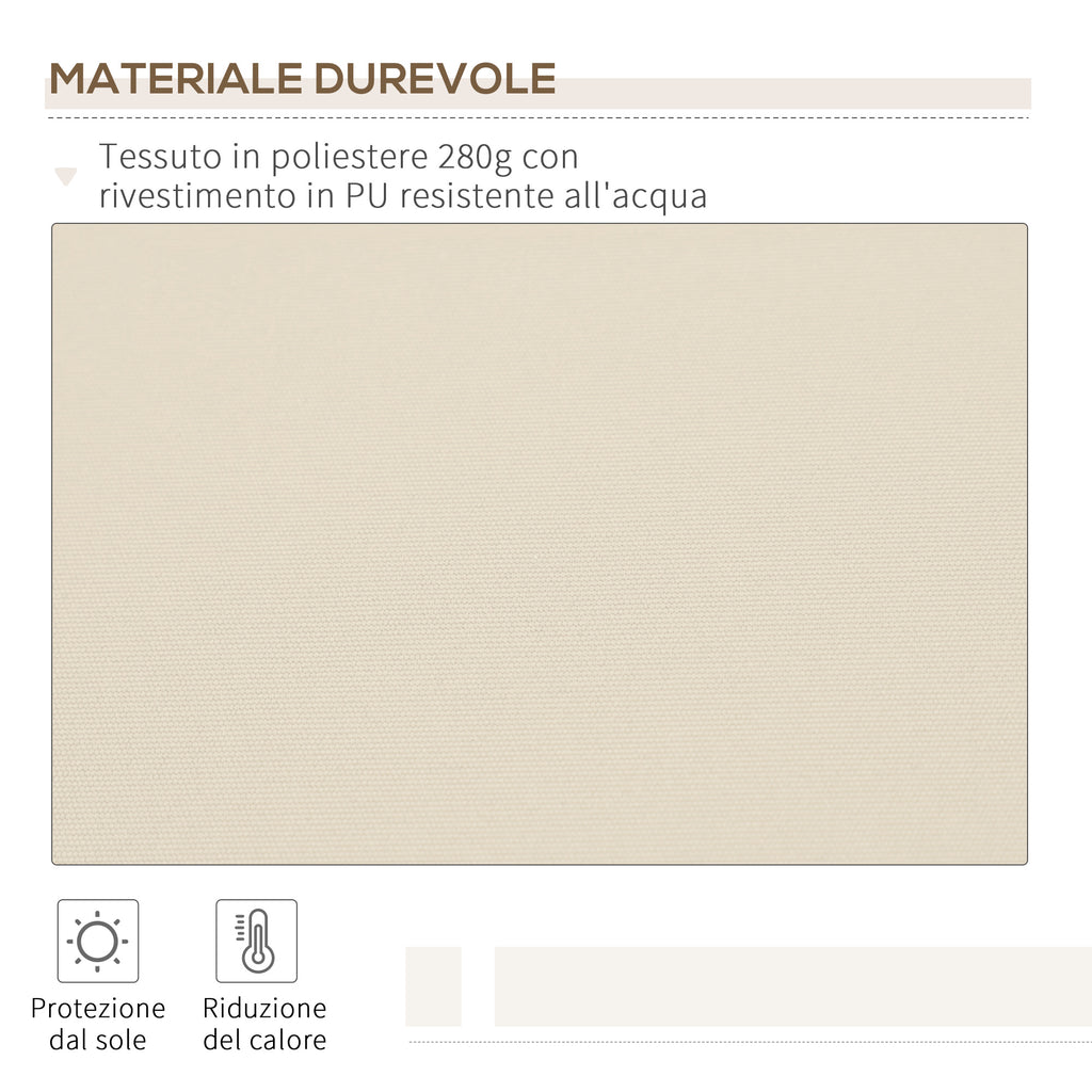 Outdoor Awning with Roller Arms and Crank Opening, 360x250 cm, Cream - Borgè