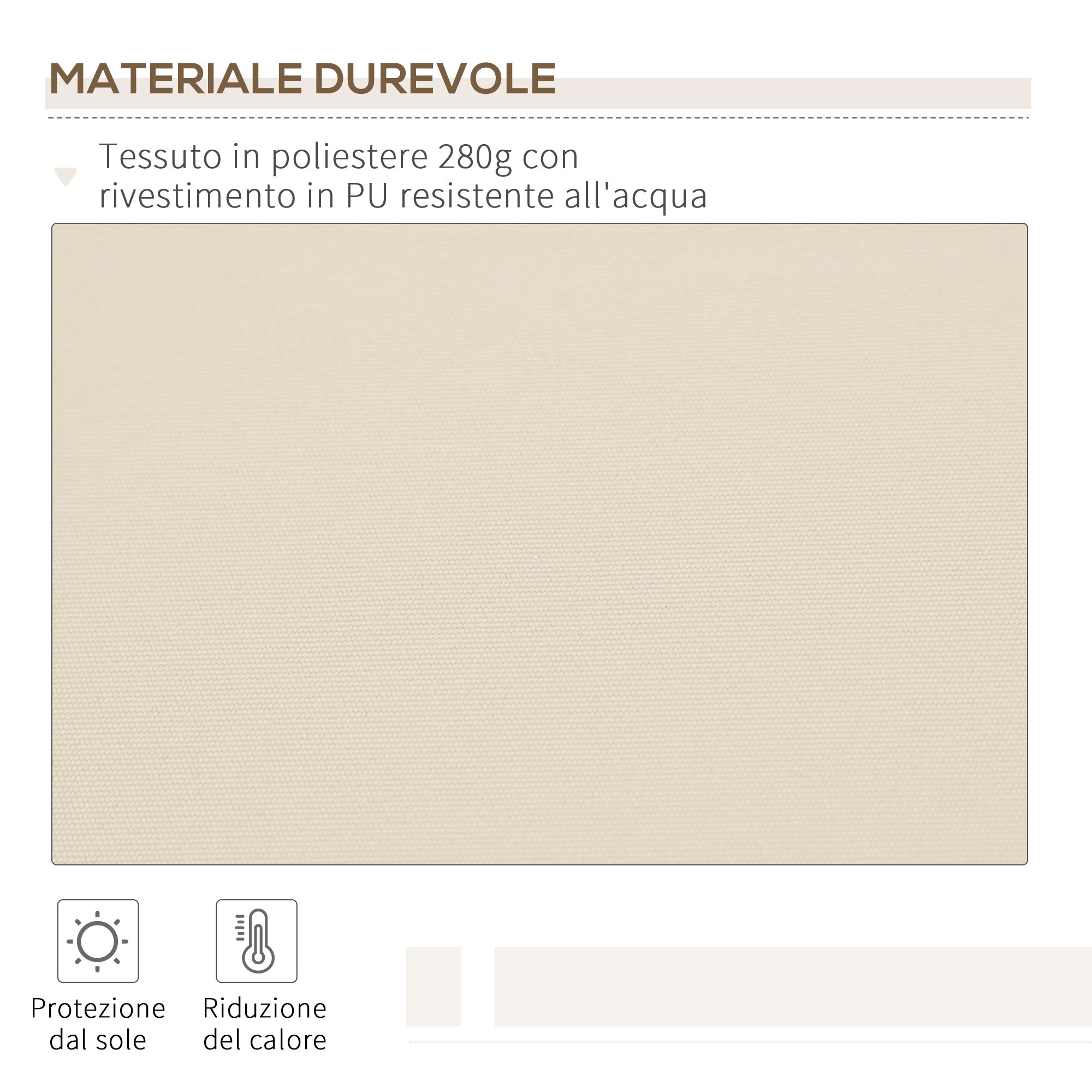 Outdoor Awning with Roller Arms and Crank Opening, 360x250 cm, Cream - Borgè