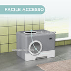 Cat Litter Box with Lid and Scoop, Double Entrance and Removable Tray, 52x41x38.5 cm, Grey
