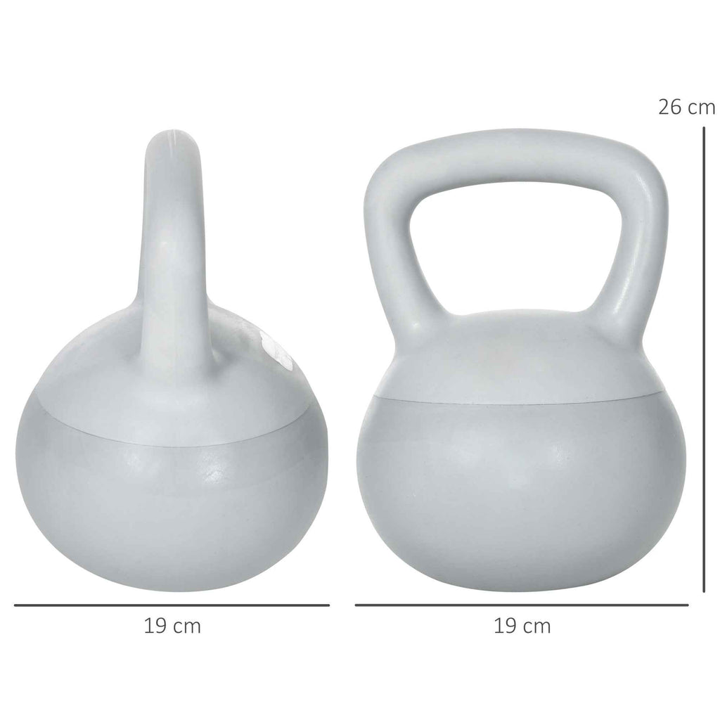 SPORTNOW Kettlebell 4kg in PVC and Metal Sand for Shoulder and Bicep Training, 19x19x26 cm, Grey