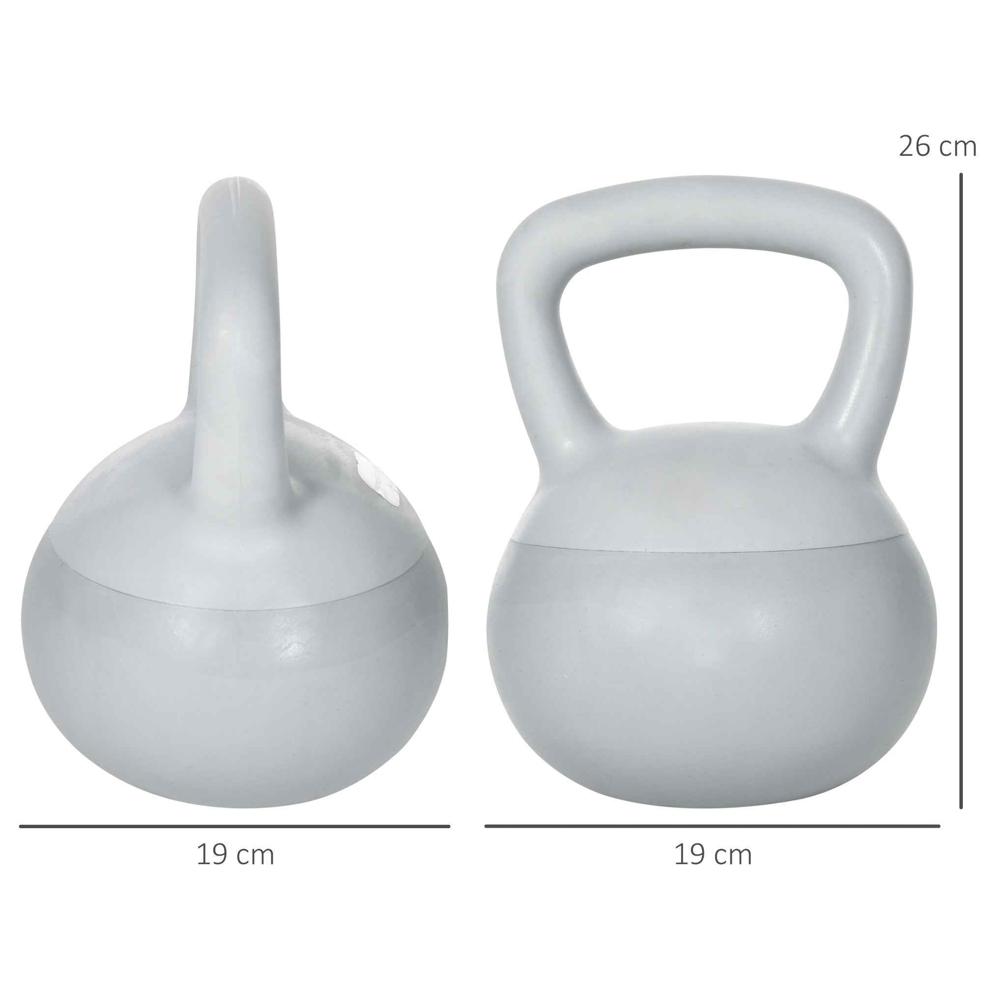 SPORTNOW Kettlebell 4kg in PVC and Metal Sand for Shoulder and Bicep Training, 19x19x26 cm, Grey