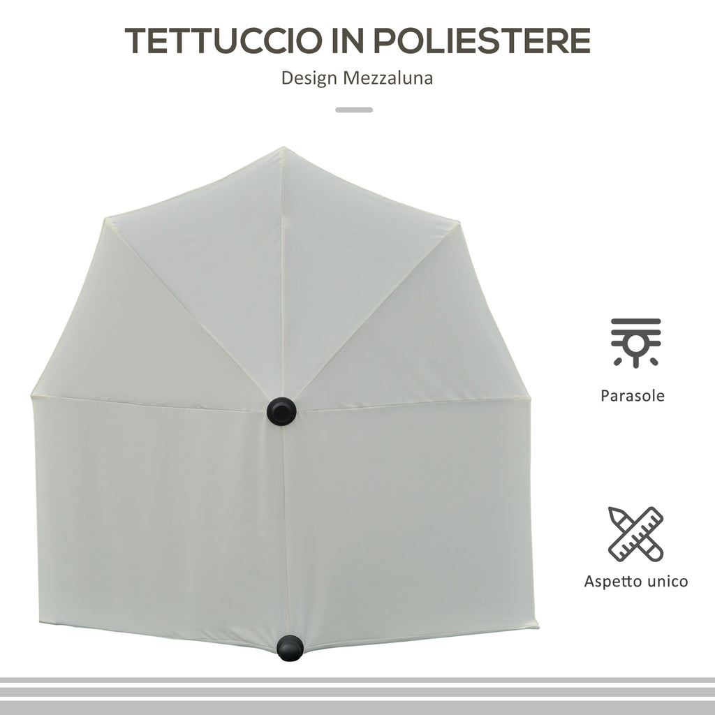 Semicircular Umbrella with Crank and Anti-UV Canopy, 200x190x240 cm, Cream