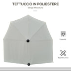 Semicircular Umbrella with Crank and Anti-UV Canopy, 200x190x240 cm, Cream