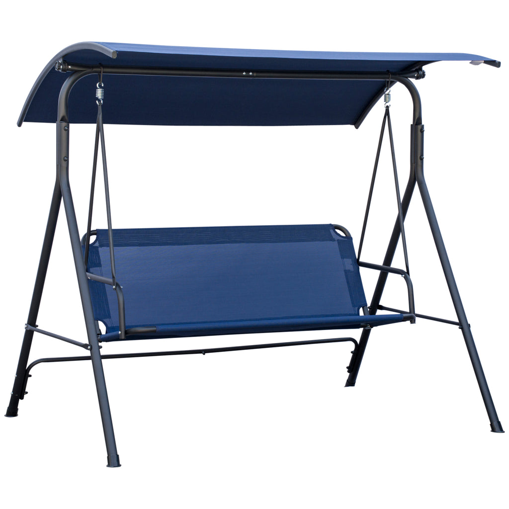 3 Seater Garden Swing with Adjustable Canopy, Oxford Fabric and Steel, Dark Blue