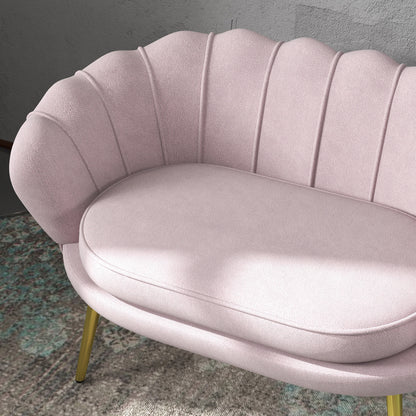 Vintage 2-Seater Sofa in Industrial Chic Style in Velvet Effect Fabric and Metal, 130x77x77 cm, Pink