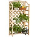 Outsunny Outdoor Plant Stand, Folding Balcony Planter with 4 Adjustable Shelves, Wooden Garden and Home Decor, 67x33x123cm