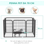 Small Dog Playpen, Indoor and Outdoor Pet Enclosure with 6-Piece Steel and Metal Mesh, 125x80x70 cm, Black