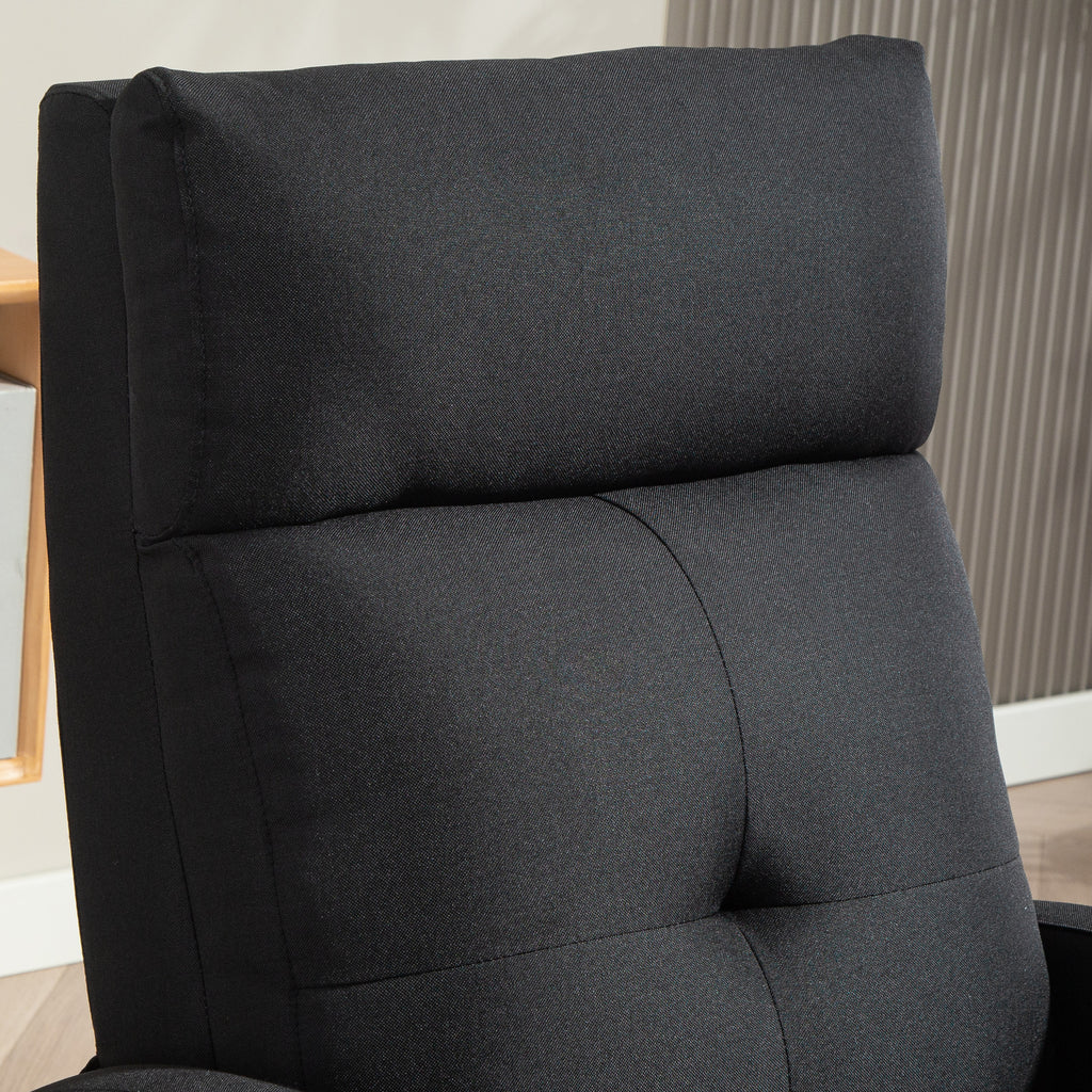 HOMCOM 155° Max Reclining Chair in Grey Linen Effect Fabric with Footrest, 67x87x98 cm, Black