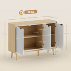 Modern 3-Door Sideboard with Adjustable Shelf, 107x35x77 cm, Gloss White and Oak