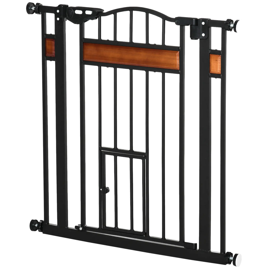 Push Fit Dog Gate, Extendable 74-80cm with Automatic Closure, Black - Borge' Group Limited