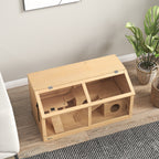 Hamster Cage with Platform, Ladders, Hut and Bridge, in Fir Wood, 85x45x44 cm - Borgè