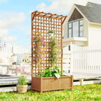 Outsunny Garden Planter with Wooden Trellis for Climbing Plants, 90x45x183 cm, Yellow