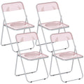 HOMCOM Set of 4 Clear Acrylic Folding Chairs, Pink