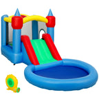 4-in-1 Inflatable Trampoline, Slide, 415x205x190cm, Multicolored