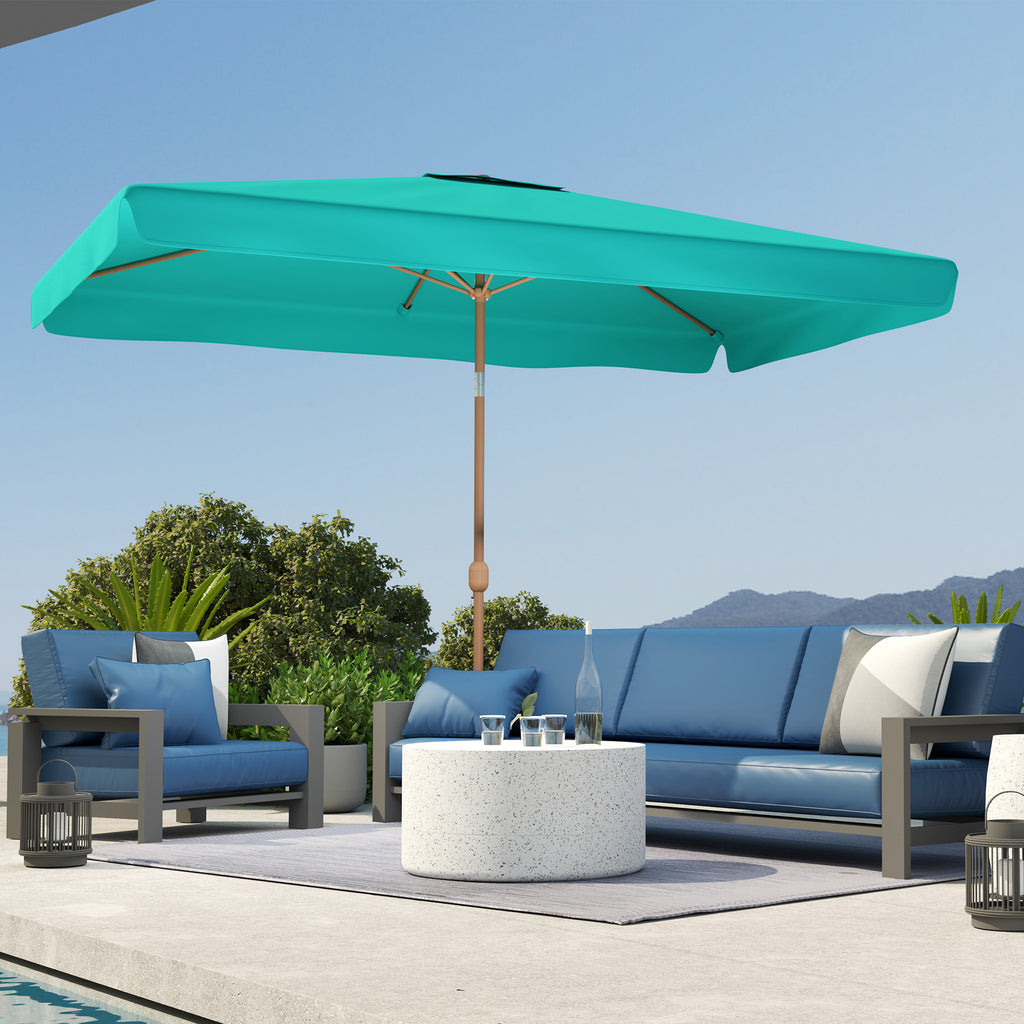 Garden Umbrella 2x3 m with Crank Opening, Tilting and Anti UV 50+, Turquoise