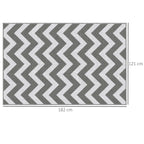 Reversible Outdoor Rug with Geometric Pattern, 121x182 cm, Grey and White
