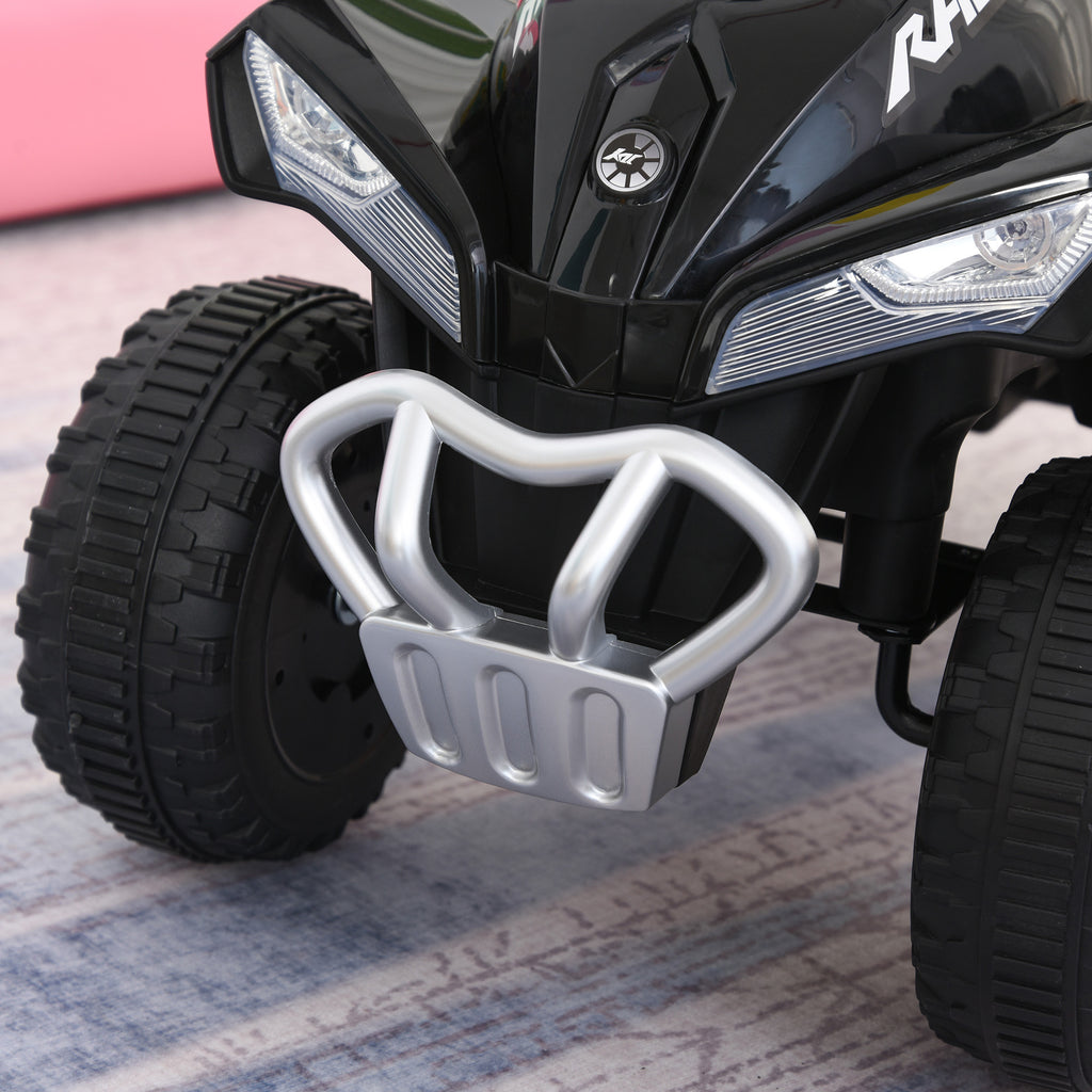 HOMCOM Mini Quad Bike for Children 18-36 Months, Manual Push with Built-in Music and Large PP and Metal Handle, Black