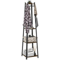 Coat Rack with 8 Hooks, 3 Shelves and Top Shelf, 34x34x170 cm, Brown