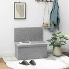 HOMCOM Folding Storage Bench with Backrest and 77L Storage Compartment, Fabric Upholstery, 76x50x73 cm, Grey