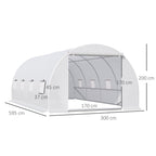 Outsunny 6x3x2m Tunnel Greenhouse, Metal Frame and PE Cover, White