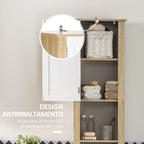 Tall Bathroom Cabinet in Chipboard with a Drawer, 2 Cabinets and 2 Adjustable Open Shelves, 37x30x184 cm