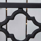 Outsunny 2-Seater Outdoor Bench in Steel and Cast Iron with Armrests and Decorated Backrest, 128x58.5x89cm, Black