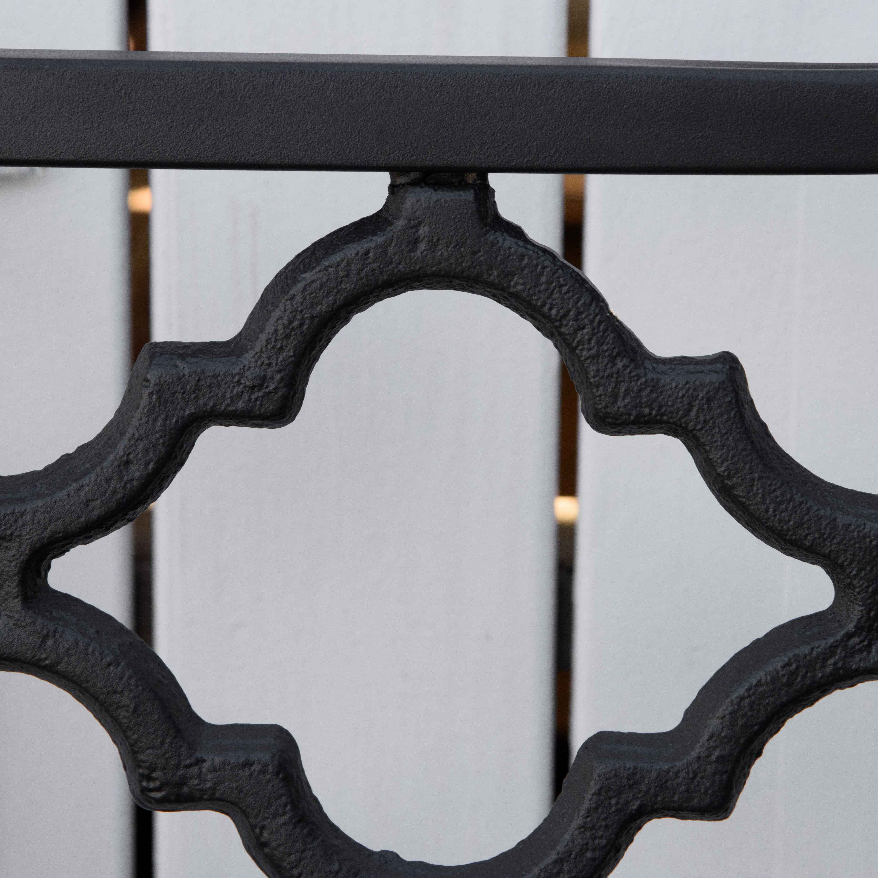 Outsunny 2-Seater Outdoor Bench in Steel and Cast Iron with Armrests and Decorated Backrest, 128x58.5x89cm, Black