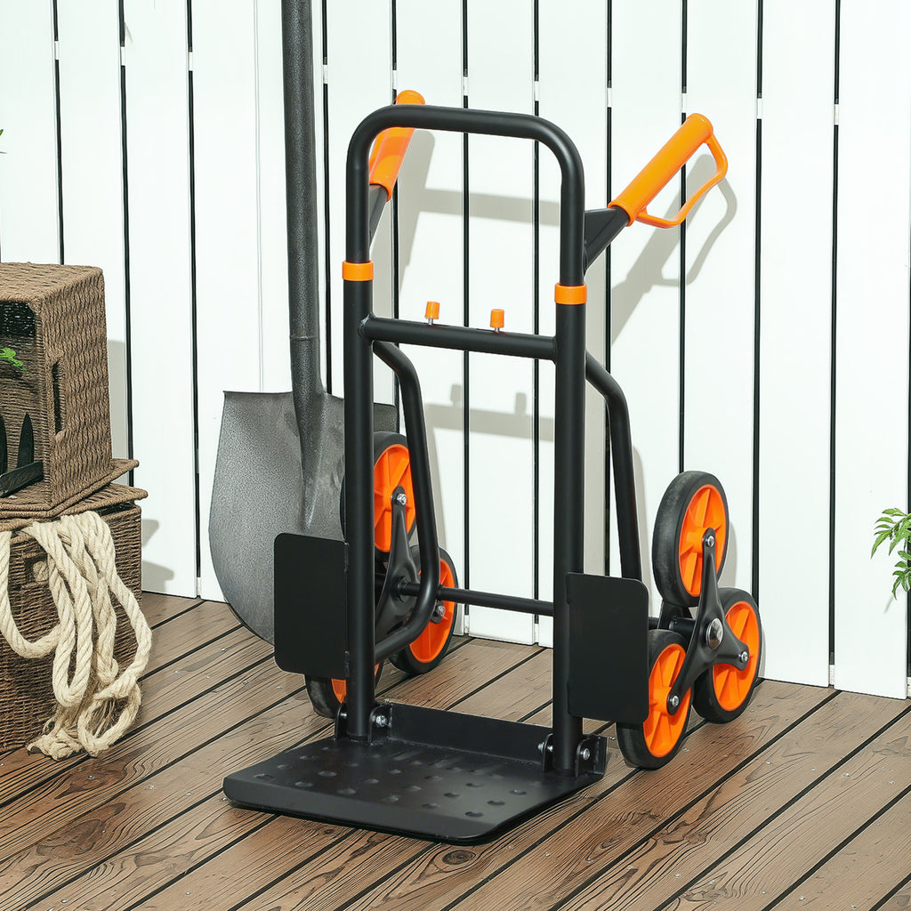 DURHAND 6-Wheel Folding Stairlift Cart, 120kg Load Capacity, Steel, for Moving, Gardening, Orange