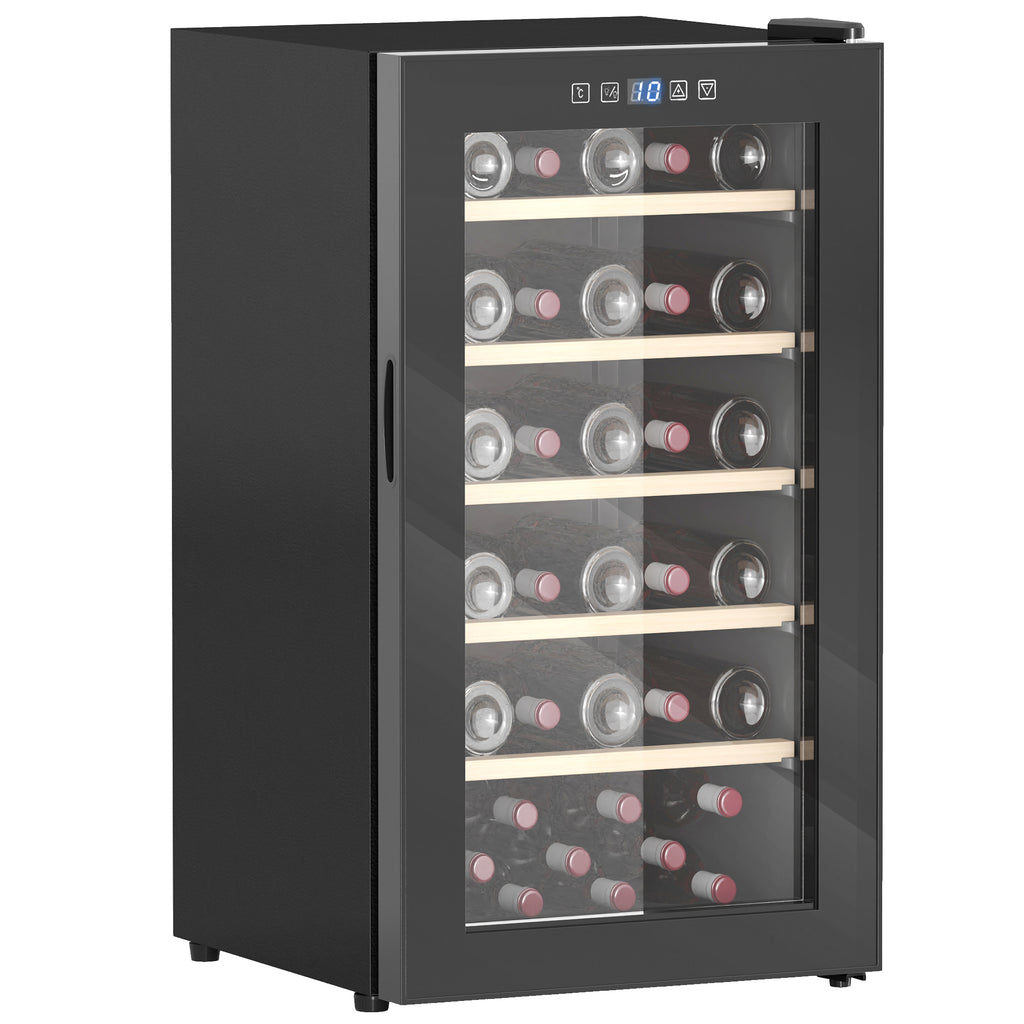 Wine Refrigerator for 41 Bottles, 91L Capacity, Temperature Control and Wooden Shelves, Black