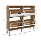 HOMCOM Chipboard and Pine Shoe Rack with 4 Drawers and 2 Adjustable Shelves for Each Drawer, 95x26x95 cm