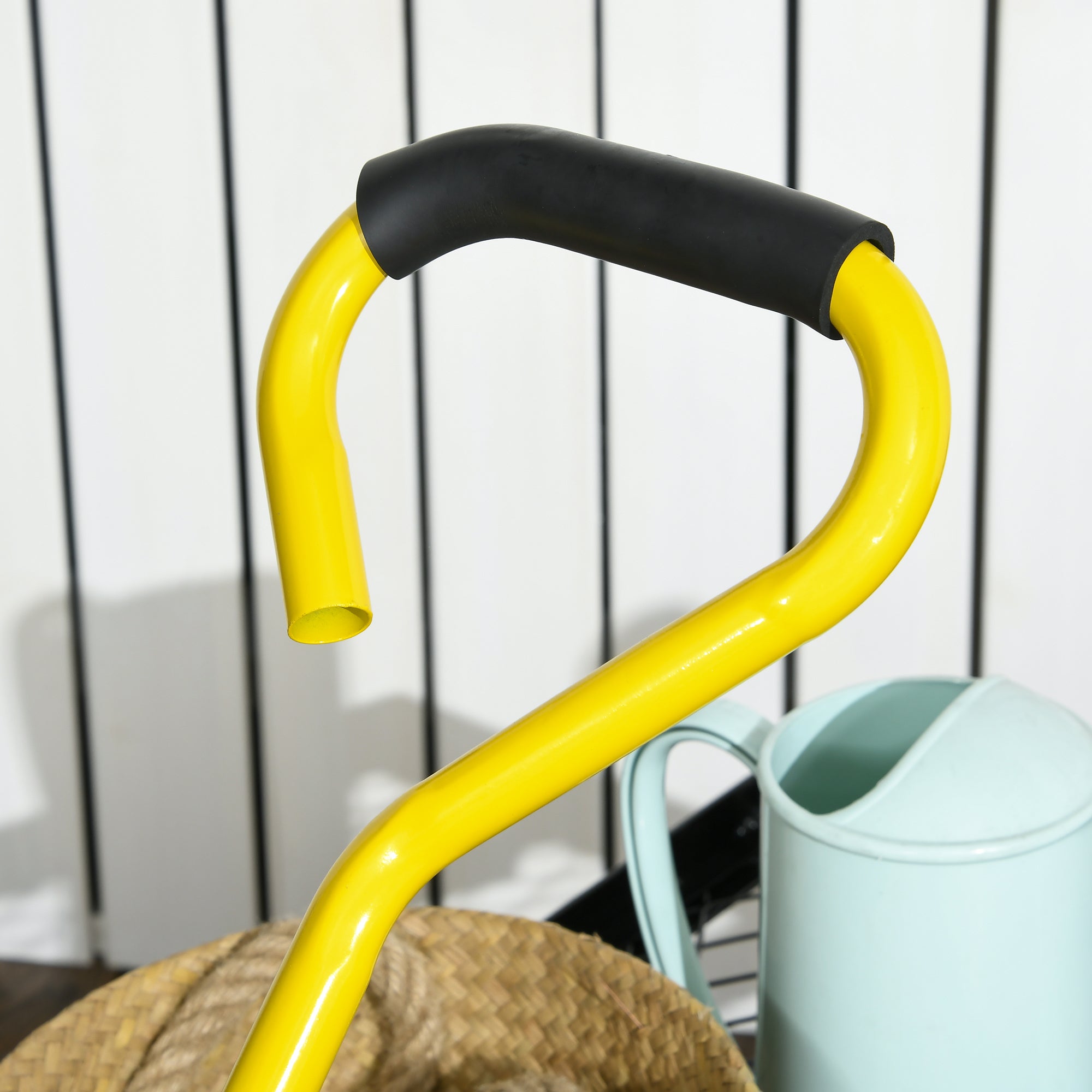 Outsunny Steel Garden Cart with 150 kg Capacity and Coated Handle, 94 x 48.5 x 100 cm, Yellow and Black